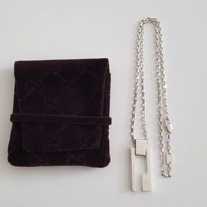 GUCCI Sterling Silver G Logo Pendant Necklace